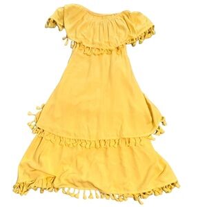 Lulu’s Yellow Off-Shoulder Dress with Tassels